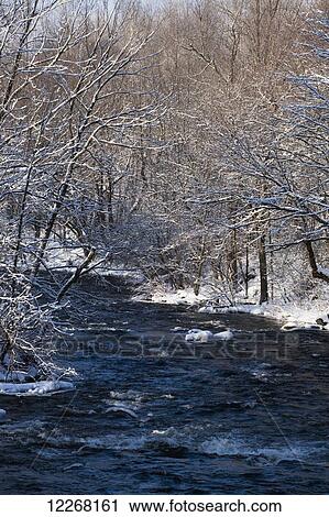 Water flowing in a river with snow covered shoreline; Fulford, Quebec, Canada View Large Photo Image Stock Image - Water flowing in a river with snow covered shoreline; Fulford, Quebec, Canada. Fotosearch
