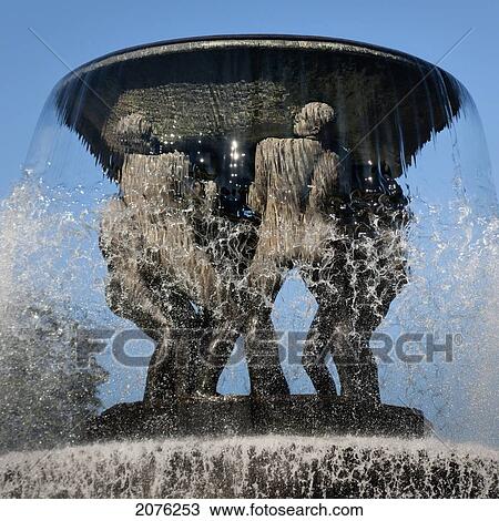 Stock Image - Water Fountain In Frogner Park Vigeland Sculpture Park; Oslo Norway. Fotosearch
