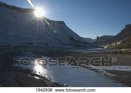 Stock Photograph - Water Stream Originating From Band-I-Haibat (Dam Of Awe), Band-I-Amir, Bamian Province, Afghanistan. Fotosearch