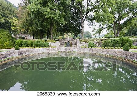 Stock Photo - Water Tank In The Great Garden Of The Cistercian Abbey Of Fontenay, Cote D'or, France. Fotosearch
