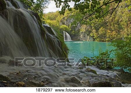 Waterfall At Plitvice National Park In Croatia View Large Photo Image Stock Photo - Waterfall At Plitvice National Park In Croatia. Fotosearch