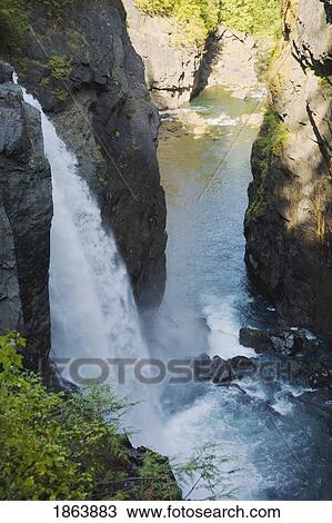 Stock Image - Waterfall, Elk Falls Provincial Park, British Columbia, Canada. Fotosearch