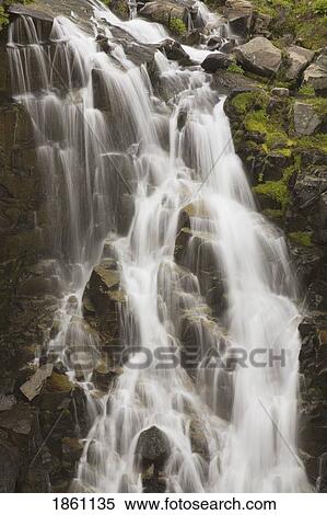 Waterfall Flowing Over Rocks; Washington, Usa View Large Photo Image Stock Photography - Waterfall Flowing Over Rocks; Washington, Usa. Fotosearch