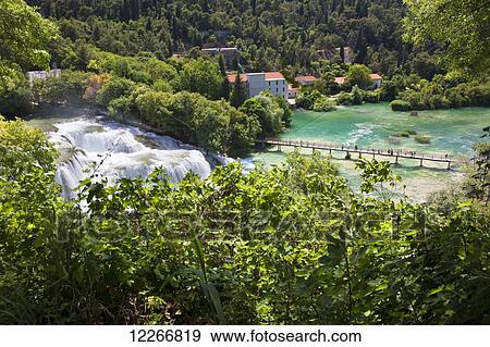 Waterfalls in Krka National Park; Sibenik, Dalmatia, Croatia View Large Photo Image Stock Photo - Waterfalls in Krka National Park; Sibenik, Dalmatia, Croatia. Fotosearch