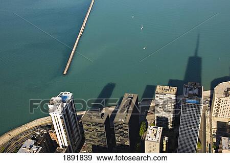 Stock Photo - Waterfront Skyscrapers, Elevated View. Fotosearch