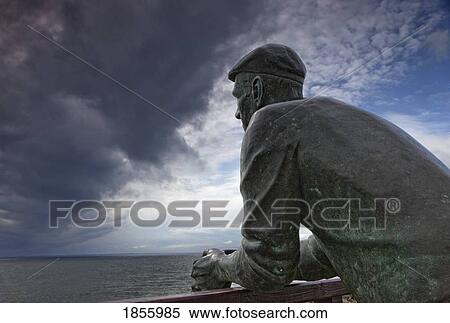 Stock Photography - Waterfront Statue; Port William, Dumfries And Galloway, Scotland. Fotosearch