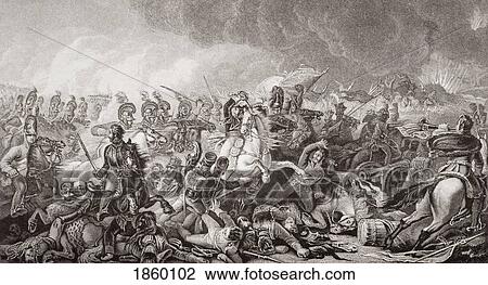 Stock Image - Waterloo. The Decisive Charge Of The Guards, 18 June 1815. Engraved By W M Lizars After Luke Glennel. From The Book ÃƒÂ¢Ã¢â€šÂ¬Ã…â€œIllustrations Of English And Scottish HistoryÃƒÂ¢Ã¢â€šÂ¬Ã‚Â Volume Ii. Fotosearch