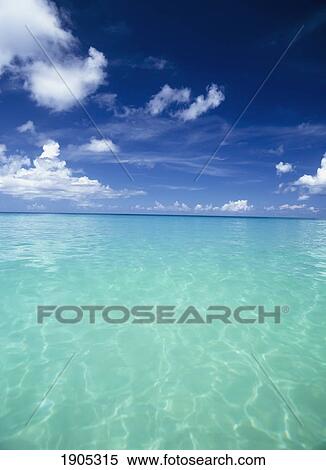 Stock Photography - Waters Off The West Coast Of Barbados, Beach Water Ocean Horizon. Fotosearch
