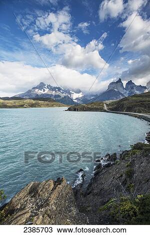 Waterway and mountain ranges in Torres del Paine National Park; Torres del Paine, Magallanes, Chile View Large Photo Image Stock Image - Waterway and mountain ranges in Torres del Paine National Park; Torres del Paine, Magallanes, Chile. Fotosearch