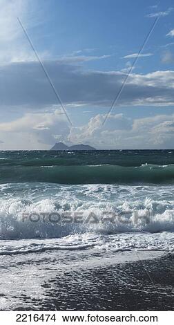Waves Crashing To Shore On Matalan Beach, Matalan, Crete, Greece View Large Photo Image Picture - Waves Crashing To Shore On Matalan Beach, Matalan, Crete, Greece. Fotosearch