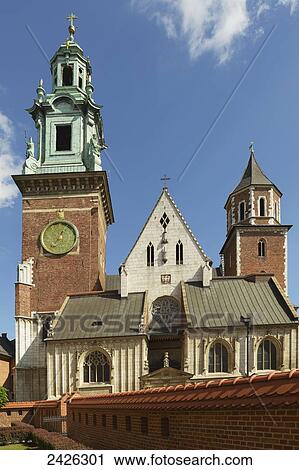 Stock Image - Wawel Hill, Krakow Cathedral; Krakow, Poland. Fotosearch
