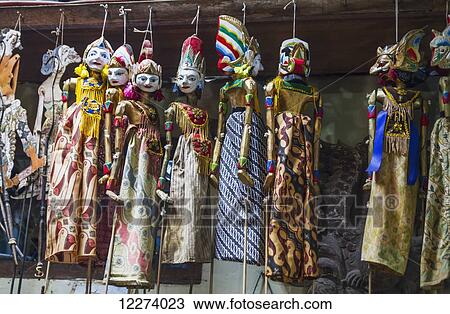 Stock Image - Wayang puppets, Tenganan Pegringsingan, Bali, Indonesia. Fotosearch