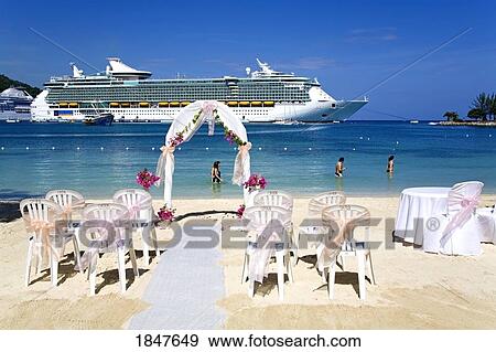 Stock Photo - Wedding Trellis On Turtle Beach; Ocho Rios, St. Ann's Parish, Jamaica, Caribbean. Fotosearch