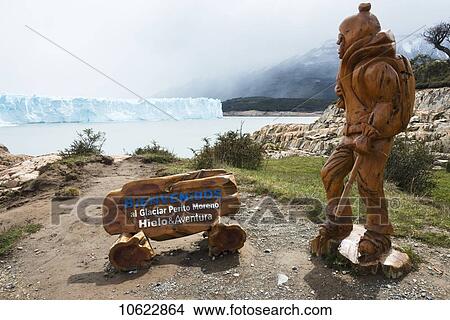 Picture - Welcome sign at Moreno Glacier, Los Glaciares National Park; Santa Cruz province, Argentina. Fotosearch
