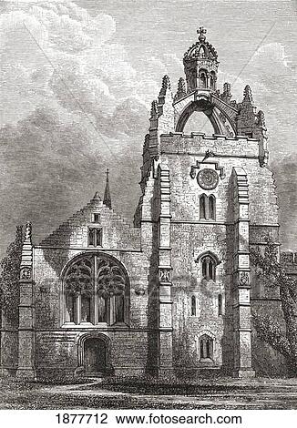 Stock Image - West Front Of King's College, Aberdeen, Scotland, As It Was In The 19Th Century, Showing The Chapel's Crown Tower. From The Book Short History Of The English People By J. R. Green, Published London 1893.. Fotosearch
