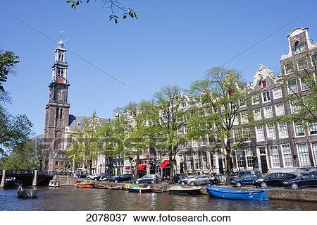 Stock Photo - Westerkerk And Prinsengracht, Amsterdam, Netherlands. Fotosearch