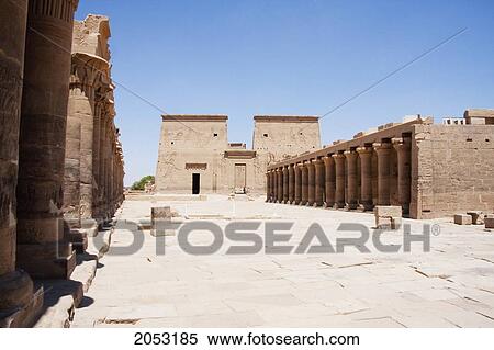 Western Colonnade, First Pylon And Eastern Colonnade Of The Temple Of Isis, Philae, Aswan, Egypt View Large Photo Image Stock Photography - Western Colonnade, First Pylon And Eastern Colonnade Of The Temple Of Isis, Philae, Aswan, Egypt. Fotosearch