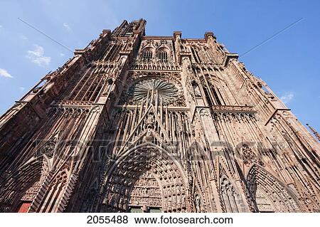 Stock Photo - Western Facade Of The Notre Dame Cathedral, Strasbourg, France. Fotosearch