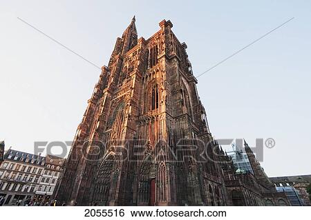 Stock Photograph - Western Facade Of The Notre Dame Cathedral, Strasbourg, France. Fotosearch