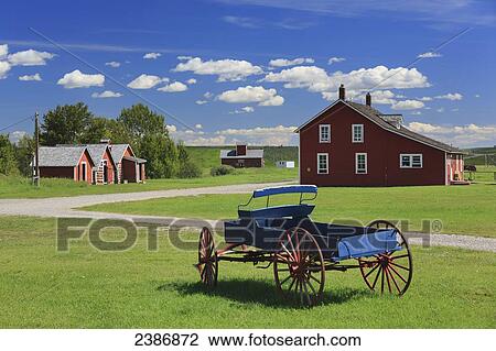Stock Image - Western wagon at Bar U Ranch, National Historic Site of Canada; Alberta, Canada. Fotosearch