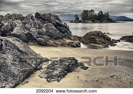Picture - Whaler Islet With View Towards Flores Island; Vancouver Island British Columbia Canada. Fotosearch
