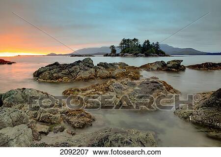Stock Photo - Whaler Islet With View Towards Flores Island; Vancouver Island British Columbia Canada. Fotosearch
