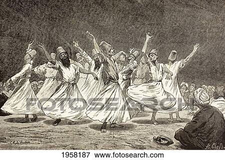 Stock Photo - Whirling Dervishes In The 19Th Century. From El Mundo Ilustrado, Published Barcelona, 1880.. Fotosearch