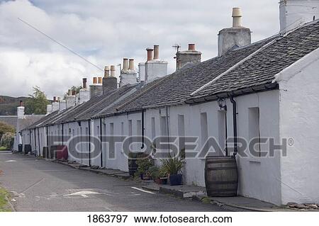 Stock Photo - White Houses, Easdale, Argyll, Scotland. Fotosearch