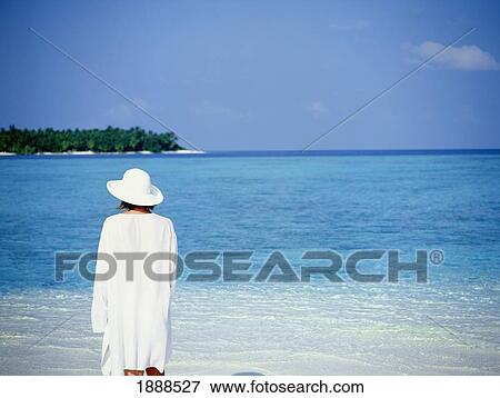 Stock Photo - White Sand Beach And Lagoon. Fotosearch