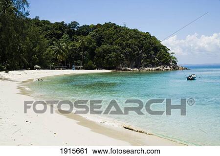 Stock Image - White Sandy Beach And Clear Blue Sea. Fotosearch