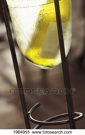White Wine Bottle In Glass Bucket On Stand. View Large Photo Image Stock Photography - White Wine Bottle In Glass Bucket On Stand.. Fotosearch