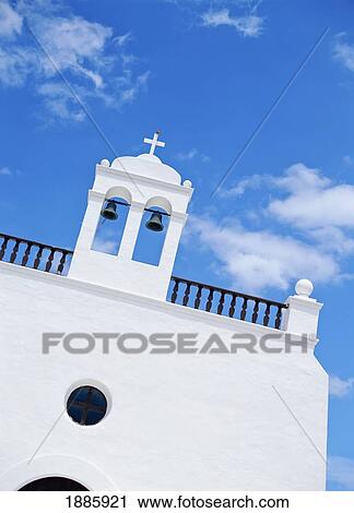 Whitewashed Church With Bell Tower View Large Photo Image Stock Image - Whitewashed Church With Bell Tower. Fotosearch