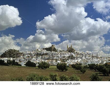 Stock Photo - Whitewashed Hilltop Village. Fotosearch