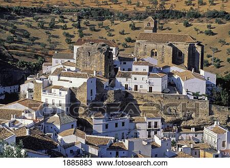 Whitewashed Village In Andalucia View Large Photo Image Stock Image - Whitewashed Village In Andalucia. Fotosearch