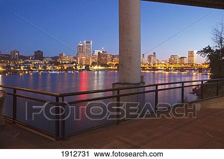 Willamette River And Portland Waterfront In The Early Morning; Portland, Oregon, United States Of America View Large Photo Image Stock Image - Willamette River And Portland Waterfront In The Early Morning; Portland, Oregon, United States Of America. Fotosearch