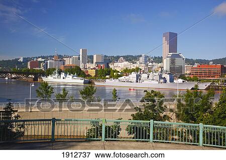 Willamette River And Portland Waterfront During The Rose Festival; Portland, Oregon, United States Of America View Large Photo Image Stock Photo - Willamette River And Portland Waterfront During The Rose Festival; Portland, Oregon, United States Of America. Fotosearch