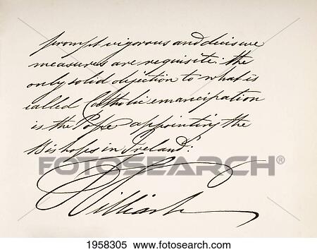 Stock Photography - William Iv, 1765 To 1837. King Of Great Britain And Ireland And King Of Hanover. Hand Writing Sample.. Fotosearch
