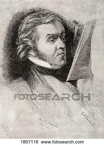 Stock Photograph - William Makepeace Thackeray 1811-1863. English Novelist. From An Etching Of A Portrait By Samuel Lawrence.. Fotosearch