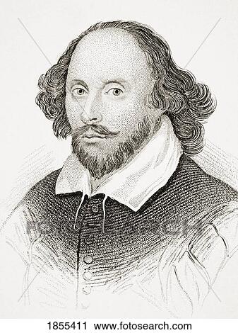 Stock Image - William Shakespeare 1564-1616 English Poet Playwright Dramatist And Actor From Old England's Worthies By Lord Brougham And Others Published London Circa 1880's. Fotosearch