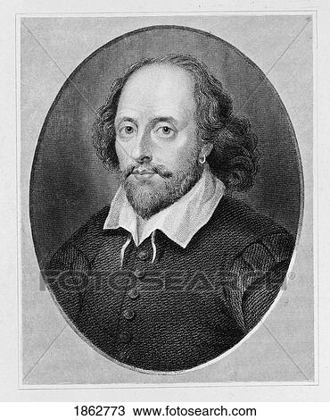 Stock Image - William Shakespeare 1564 To 1616 English Poet And Dramatist Engraved By Benjamin Holl After A Portrait By Houbraken. Fotosearch
