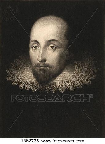 Stock Photography - William Shakespeare 1564 To 1616 English Poet And Dramatist Engraved By Charles Turner After A Portrait By Cornelius Jansen. Fotosearch