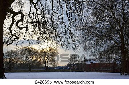Stock Photography - Winchester College in the snow; Winchester, Hampshire, England. Fotosearch