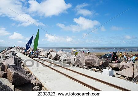 Stock Image - Wind Powered Rail; Casino Beach, Rio Grande Do Sul, Brazil. Fotosearch