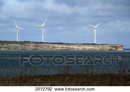 Stock Image - Wind Turbines At Dominion, Cape Breton, Nova Scotia. Fotosearch