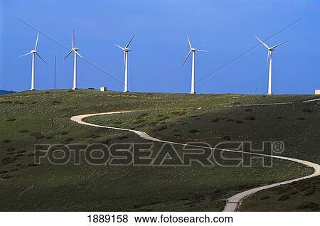 Stock Photo - Wind Turbines On Wind Farm. Fotosearch