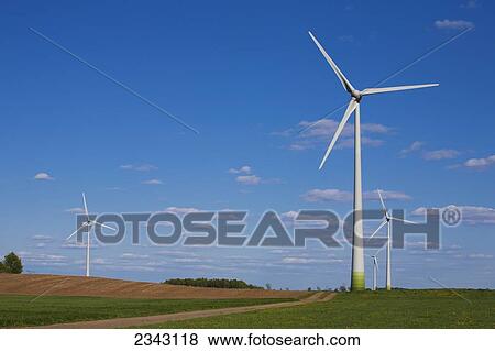 Stock Photo - Wind Turbines; St. Remi, Quebec, Canada. Fotosearch