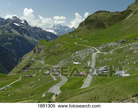 Stock Photography - Winding Road In Mountains At Klausen Pass. Fotosearch