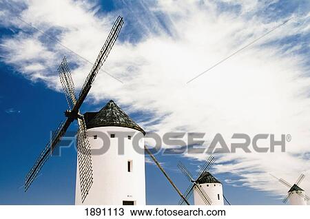 Stock Image - Windmills At Campo De Criptana. Fotosearch