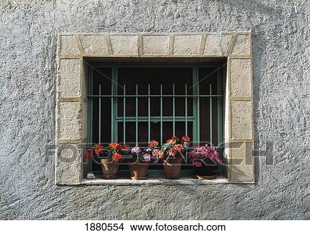 Window Detail With A Flower Box In Provence, France View Large Photo Image Picture - Window Detail With A Flower Box In Provence, France. Fotosearch