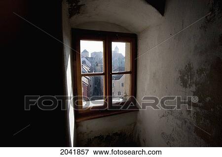 Stock Photo - Window In The Bridge Tower, Regensburg, Bavaria, Germany. Fotosearch